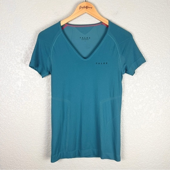 Falke Performance Top, Sky Blue - EUC, Lightweight, Layer, V-Neck, Short Sleeve - Picture 2 of 8